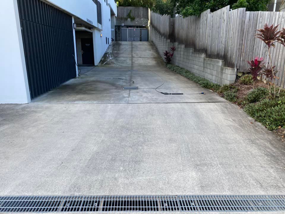 Driveway Pressure Cleaning Before and After Photo